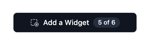 The Add a Widget button under the Frame in the Editor, showing how many Widgets are placed on the Page out of how many it can hold