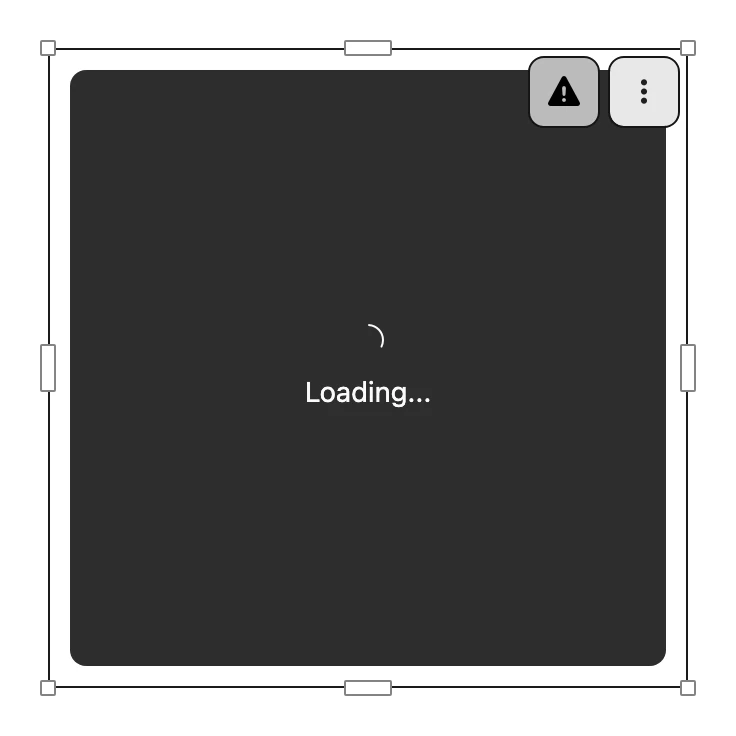 A Widget on the canvas with a warning triangle beside its menu button, because a new version is out