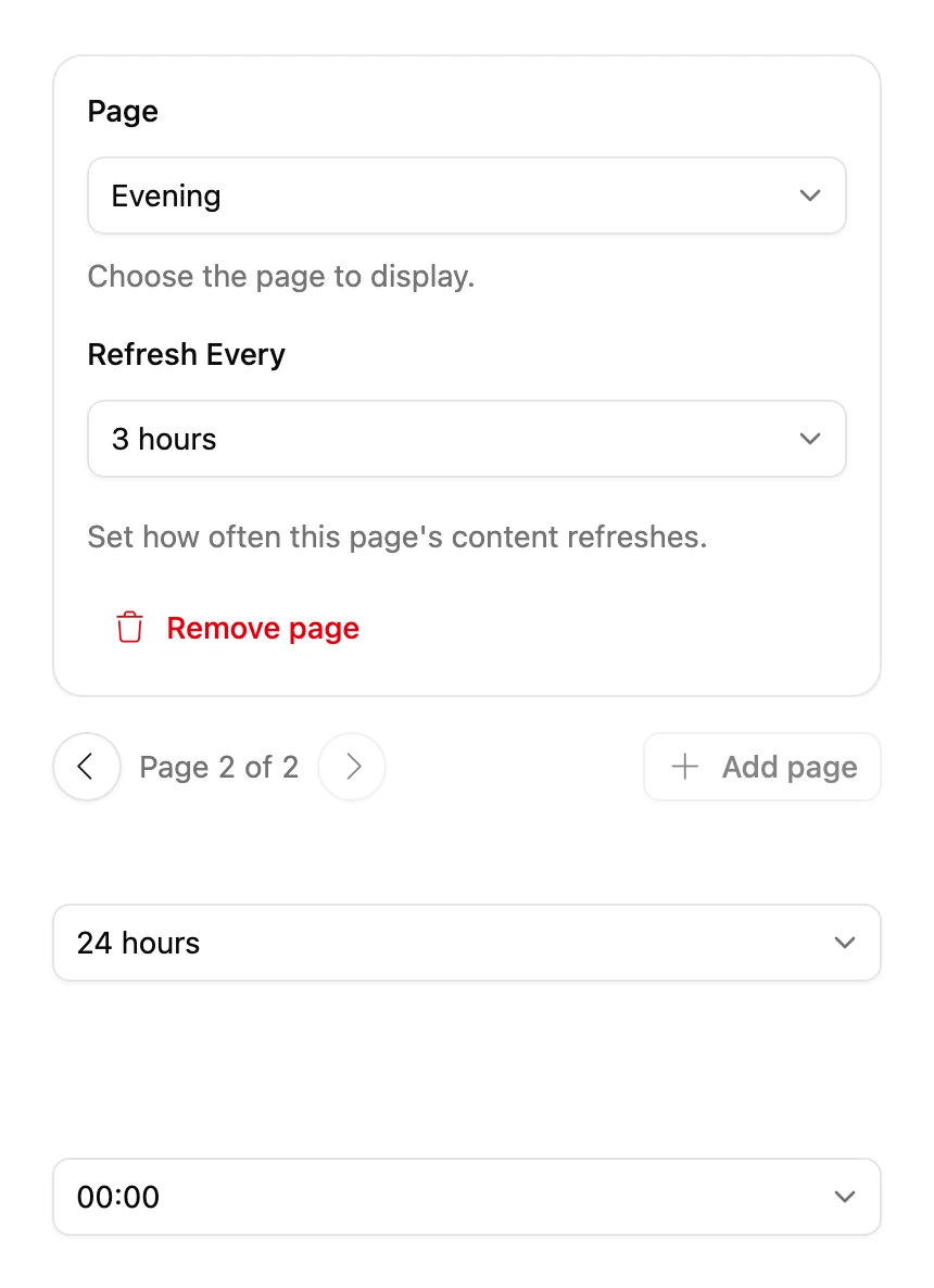 A Basic Schedule taking turns through two Pages, with Cycle Every and Cycle Starts at