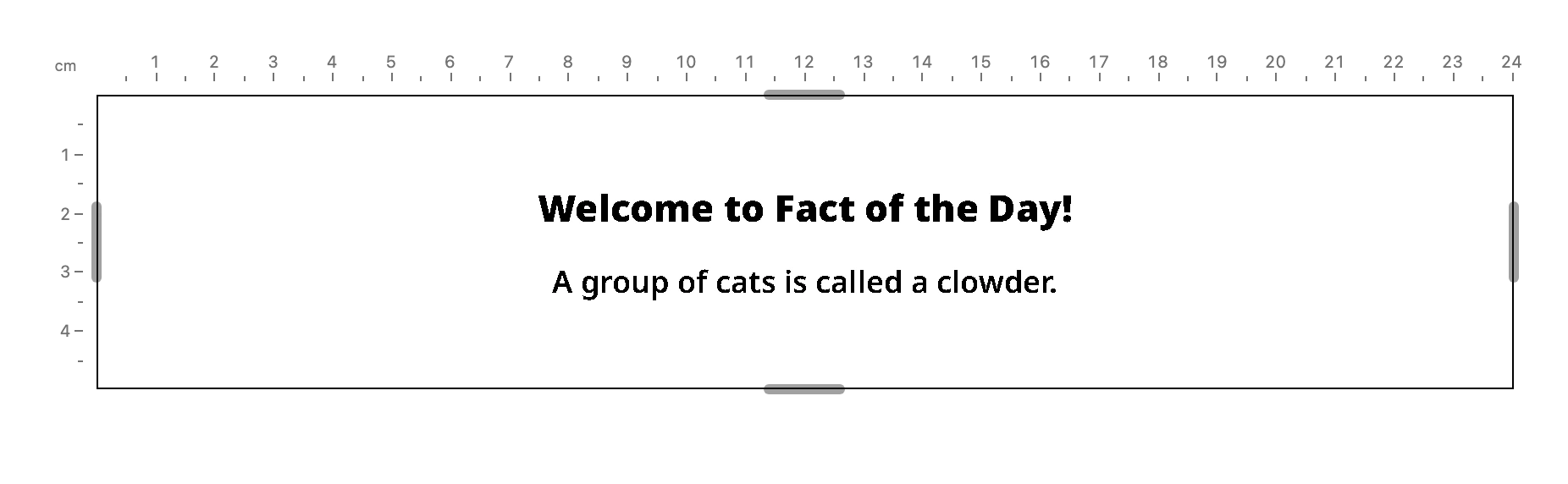 The preview at the Banner size: a strip the width of the screen, with the Widget's heading hidden