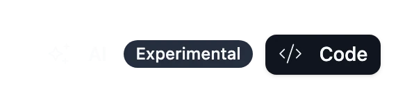 The AI and Code tabs at the top of the Widget Studio