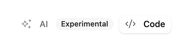 The AI and Code tabs at the top of the Widget Studio